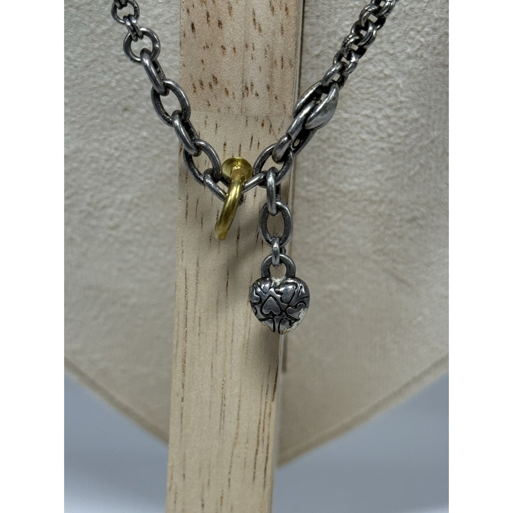 Vintage Brighton Blaire Heart Chain Pendant Necklace Silver Tone Adjustable - Picture 6 of 10